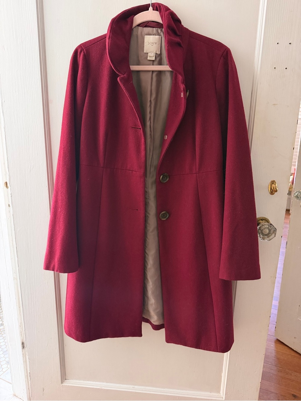 J. Crew Women's Deep Burgundy Wool Peacoat